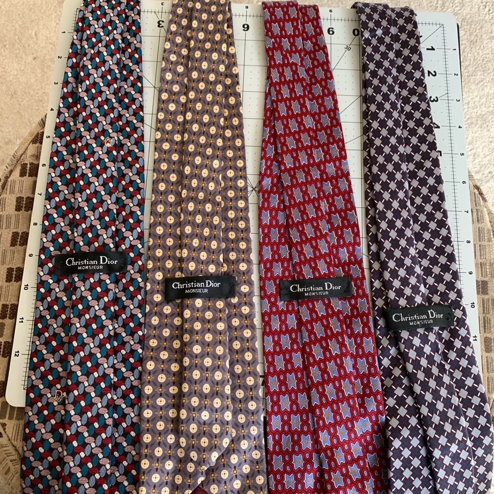 Dior Men's Silk Ties - Red, Blue, Purple, Gray Collection